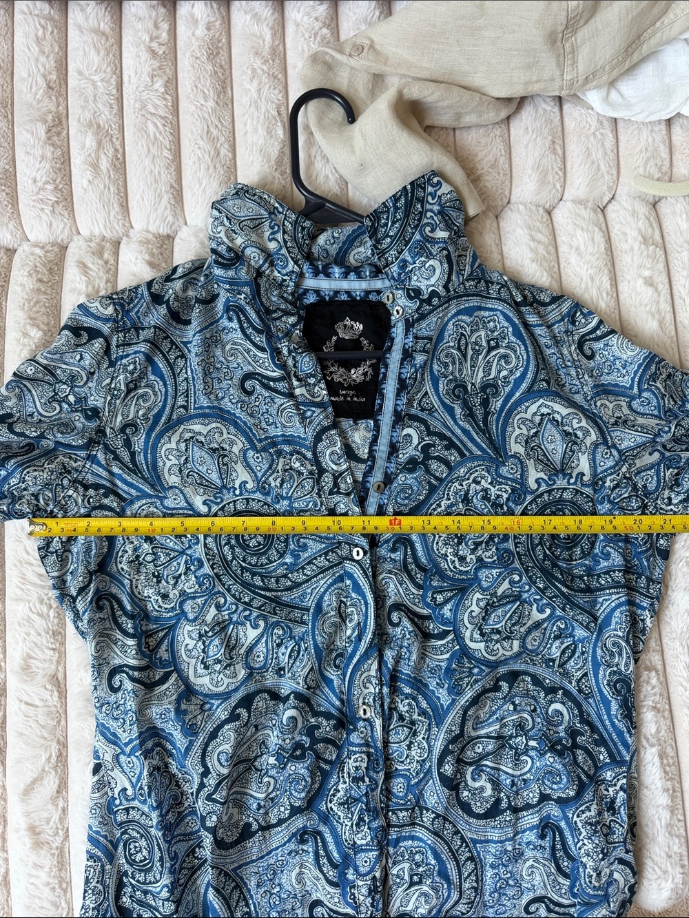 Cino Blue Paisley Buttondown Lightweight Cotton Collared Shirt Size Large - Picture 7 of 9
